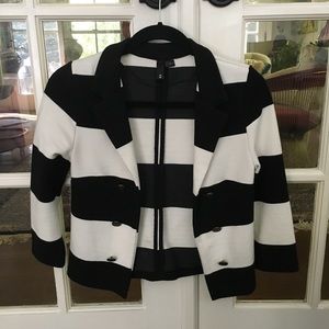 H&M black and white striped blazer